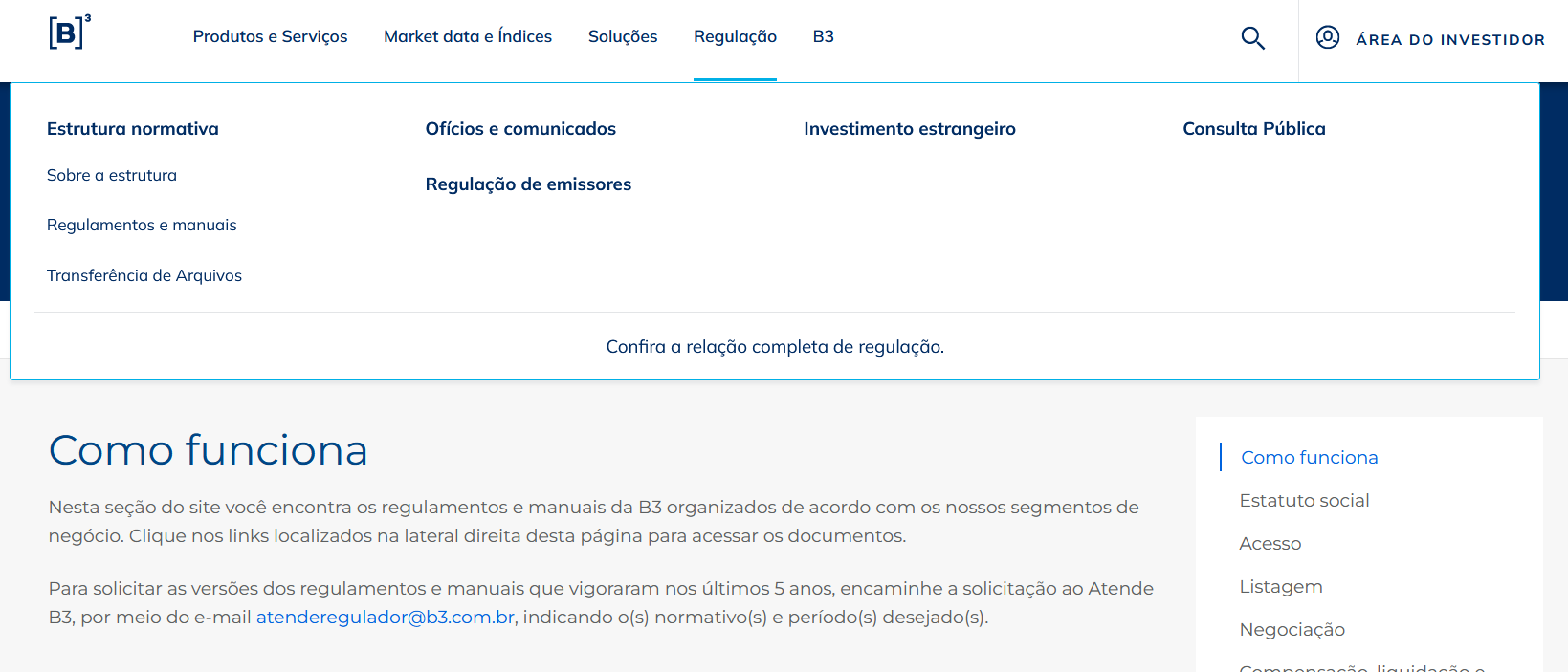 Dados regulação B3 - Descomplica Investimento